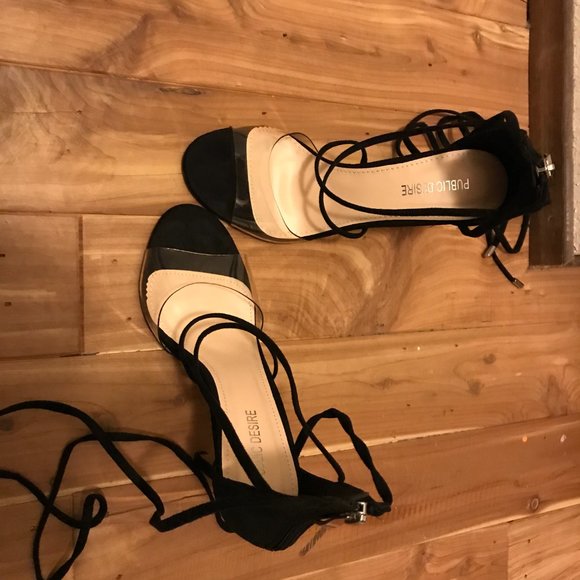 ASOS Public Desire Aster Black Clear Strappy Sandals - size 7 - Black color - Picture 3 of 3